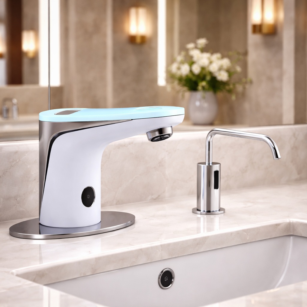 Fontana Marseille digital display touchless sensor faucet and soap dispenser set (FS18228)